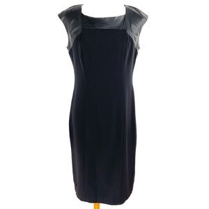 Mossimo Black Faux Leather Capped Sleeve Career Sheath Dress 10
